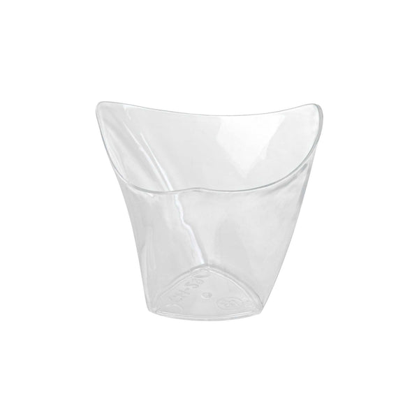 Restaurantware Mini Serve 4 Oz Clear Plastic Mini Crescendo Cup - 3" X 3" X 2 3/4" - 100 Count Box