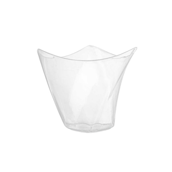 Restaurantware Mini Serve 4 Oz Clear Plastic Mini Crescendo Cup - 3" X 3" X 2 3/4" - 100 Count Box