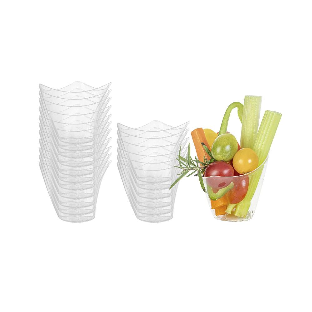 restaurantware Mini Serve 4 oz Clear Plastic Mini Crescendo Cup - 3" x 3" x 2 3/4" - 100 count box