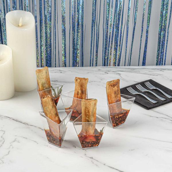 Restaurantware Mini Serve 4 Oz Clear Plastic Torcente Dessert Cup - 3" X 2 1/2" X 2 3/4" - 100 Count Box