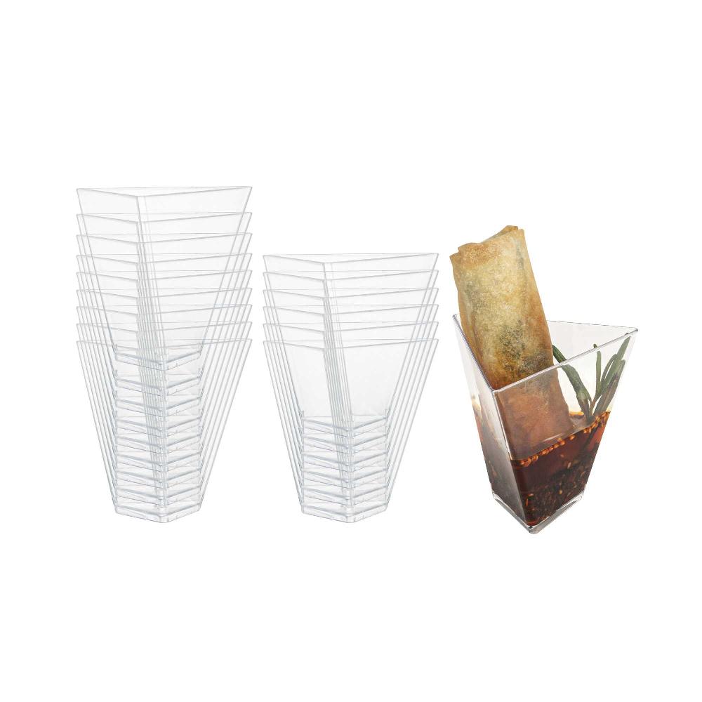 restaurantware Mini Serve 4 oz Clear Plastic Torcente Dessert Cup - 3" x 2 1/2" x 2 3/4" - 100 count box