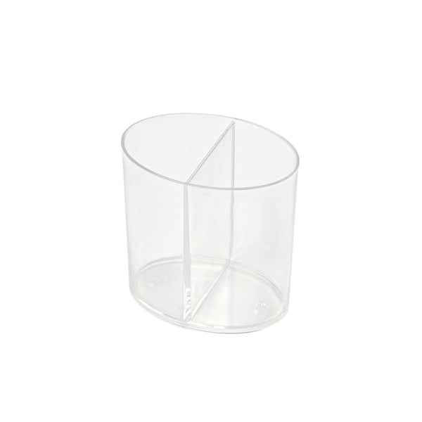 Restaurantware Mini Serve 4 Oz Oval Clear Plastic Duet Tasting Cup - 2 Compartments - 2 1/2" X 1 3/4" X 2 1/2" - 100 Count Box
