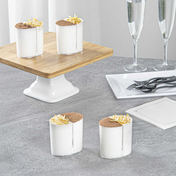 Restaurantware Mini Serve 4 Oz Oval Clear Plastic Duet Tasting Cup - 2 Compartments - 2 1/2" X 1 3/4" X 2 1/2" - 100 Count Box