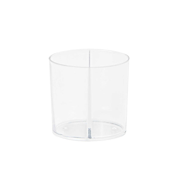 Restaurantware Mini Serve 4 Oz Oval Clear Plastic Duet Tasting Cup - 2 Compartments - 2 1/2" X 1 3/4" X 2 1/2" - 100 Count Box
