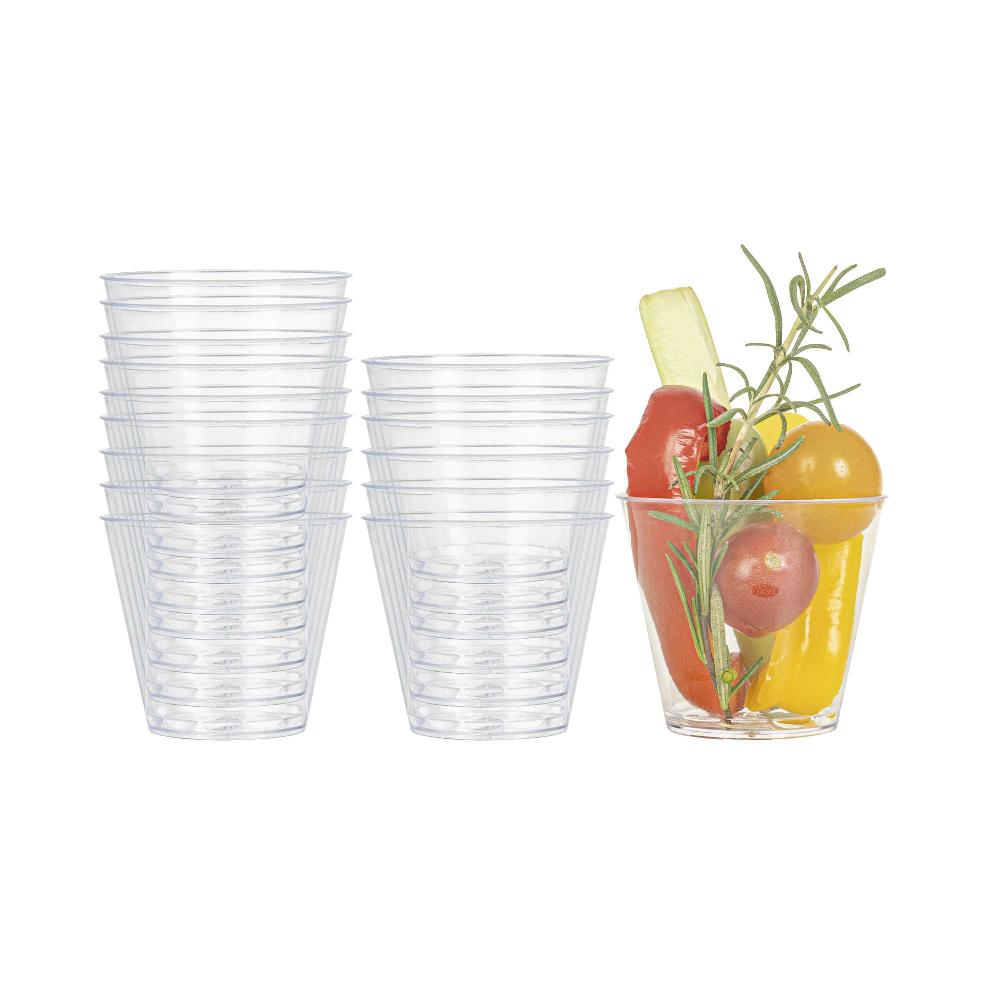 restaurantware Mini Serve 4 oz Round Clear Plastic Arco Dessert Cup - 2 1/2" x 2 1/2" x 2 1/4" - 100 count box