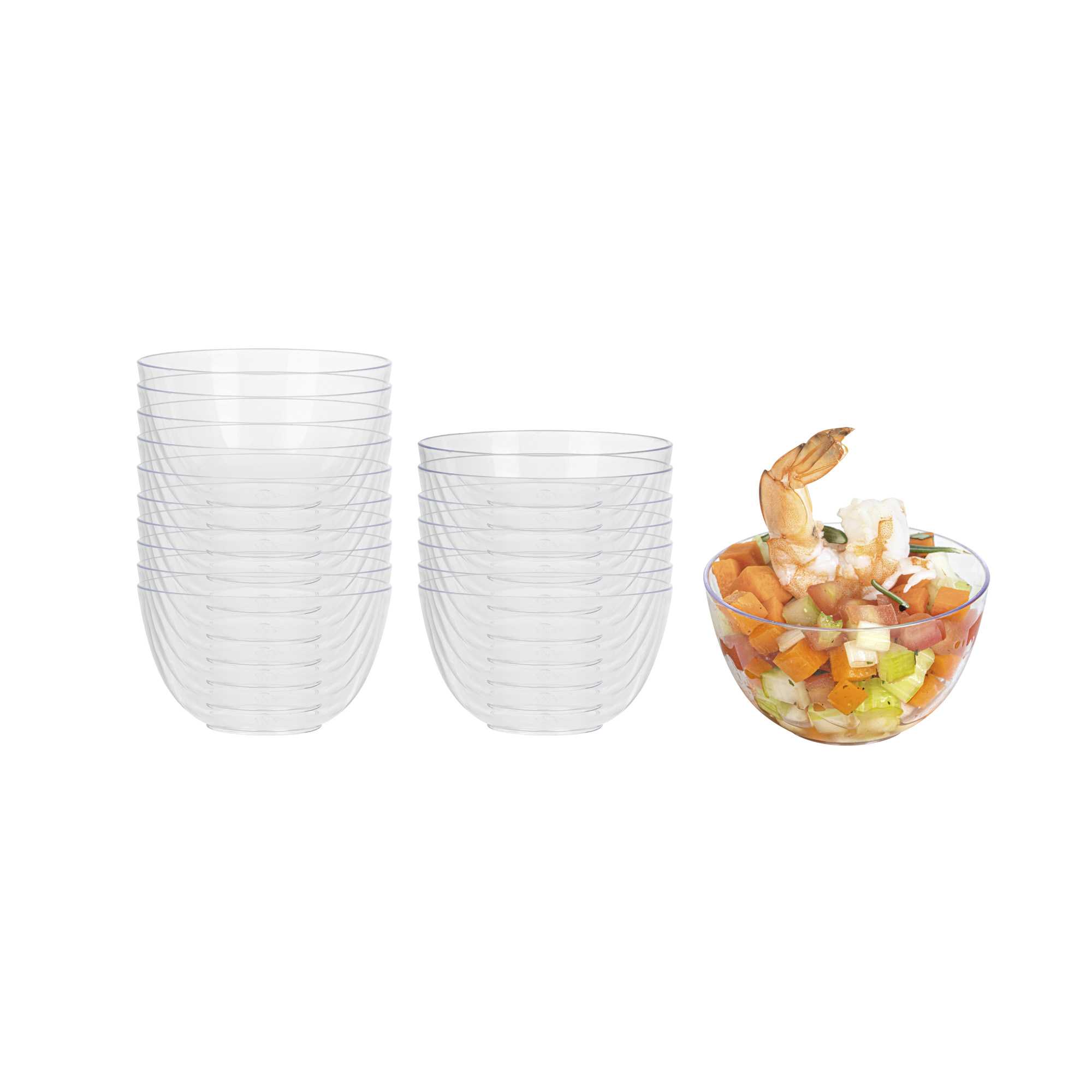 restaurantware Mini Serve 4 oz Round Clear Plastic Bodega Cup - 3" x 3" x 1 3/4" - 100 count box