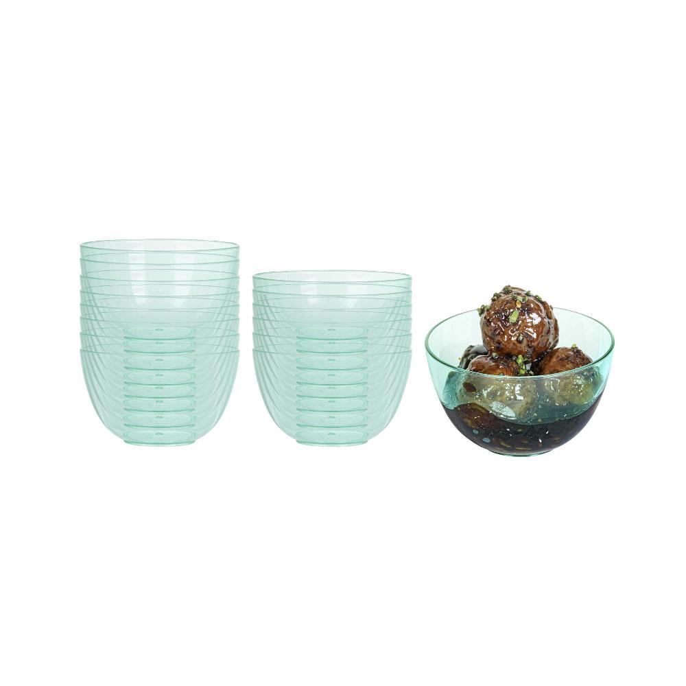 restaurantware Mini Serve 4 oz Round Seagreen Plastic Bodega Cup - 3" x 3" x 1 3/4" - 100 count box