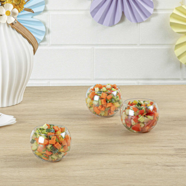 Restaurantware Mini Serve 4 Oz Sphere Clear Plastic Cup - 2 3/4" X 2 3/4" X 2 1/4" - 100 Count Box