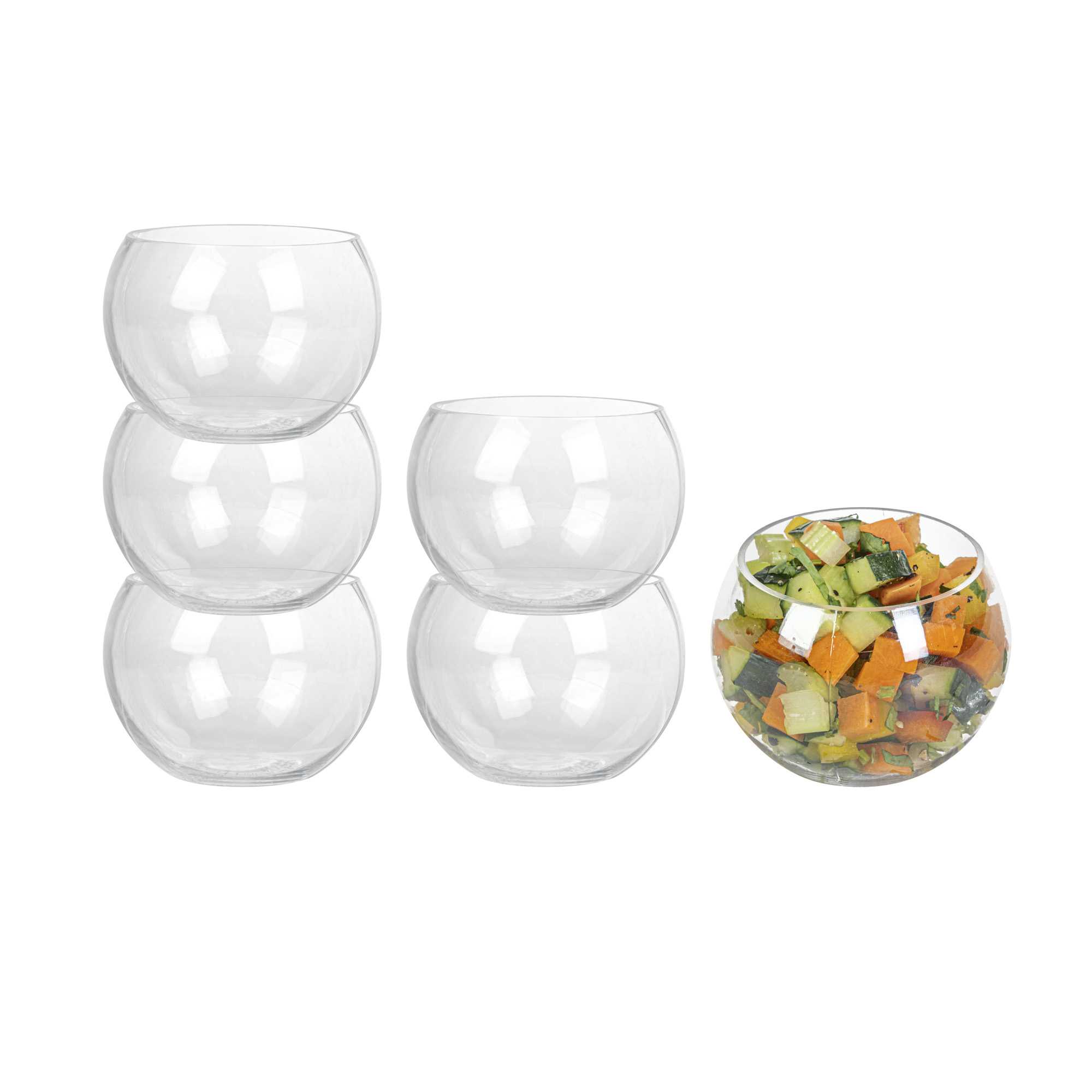 restaurantware Mini Serve 4 oz Sphere Clear Plastic Cup - 2 3/4" x 2 3/4" x 2 1/4" - 100 count box