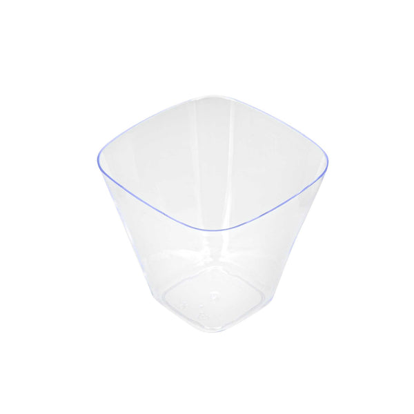 Restaurantware Mini Serve 4 Oz Square Clear Plastic Bellissima Tasting Cup - 2 1/2" X 2 1/2" X 2 1/4" - 100 Count Box