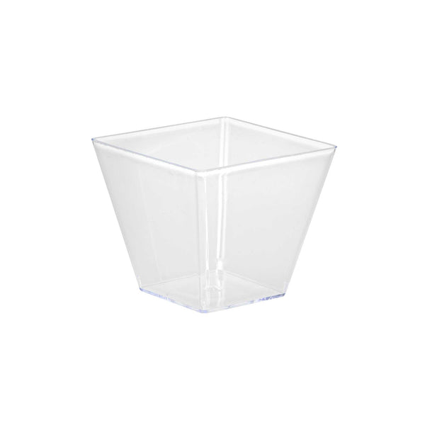 Restaurantware Mini Serve 4 Oz Square Clear Plastic Small Kova Cup - 2 1/4" X 2 1/4" X 2" - 100 Count Box