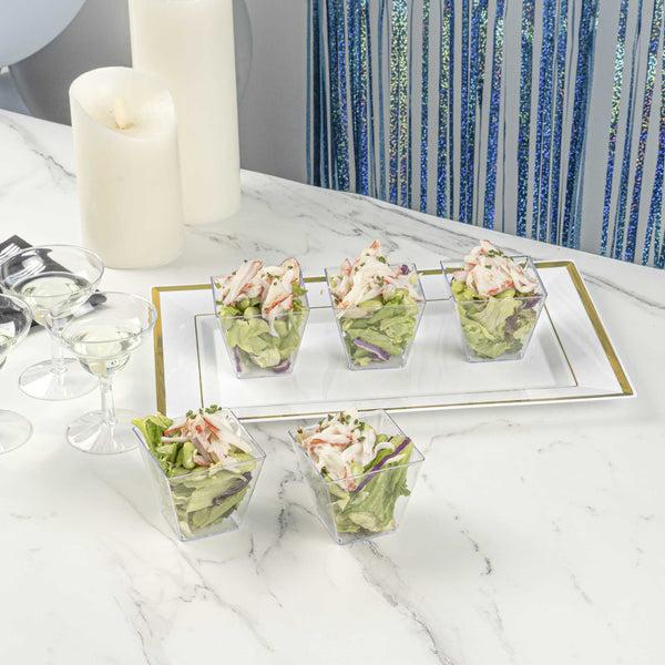 Restaurantware Mini Serve 4 Oz Square Clear Plastic Small Kova Cup - 2 1/4" X 2 1/4" X 2" - 100 Count Box