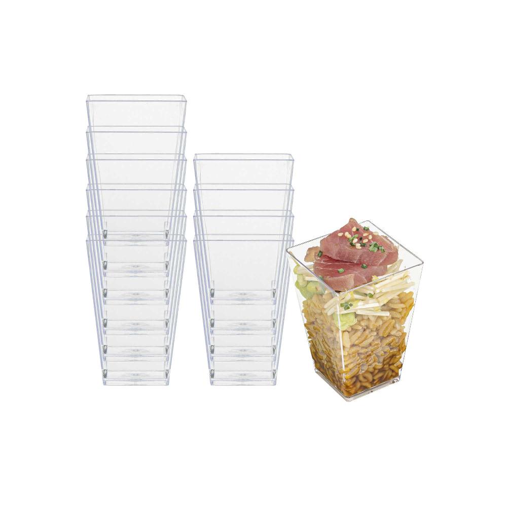 restaurantware Mini Serve 4 oz Square Clear Plastic Tall Medium Kova Cup - 2" x 2" x 3" - 320 count box