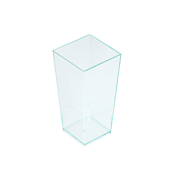 Restaurantware Mini Serve 4 Oz Square Seagreen Plastic Tall Geometric Cup - 1 1/2" X 1 1/2" X 3 1/4" - 100 Count Box