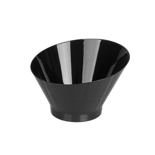 Restaurantware Mini Serve 5 Oz Round Black Plastic Small Incline Bowl - 3 3/4" X 3 3/4" X 2 1/2" - 100 Count Box