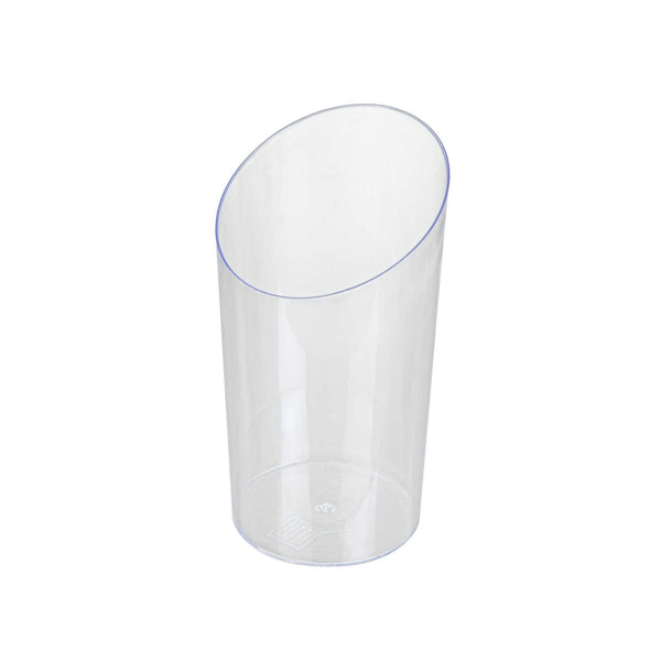 Restaurantware Mini Serve 5 Oz Round Clear Plastic Large Incline Tube Glass - 2 1/4" X 2 1/4" X 4 1/4" - 100 Count Box