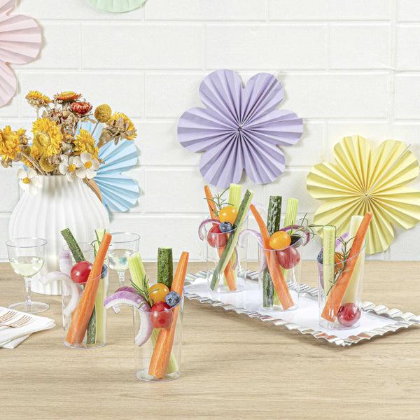 Restaurantware Mini Serve 5 Oz Round Clear Plastic Large Incline Tube Glass - 2 1/4" X 2 1/4" X 4 1/4" - 100 Count Box