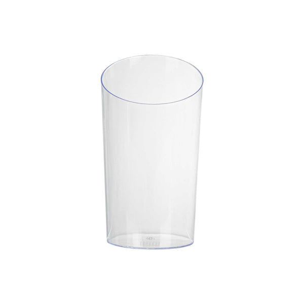 Restaurantware Mini Serve 5 Oz Round Clear Plastic Large Incline Tube Glass - 2 1/4" X 2 1/4" X 4 1/4" - 100 Count Box
