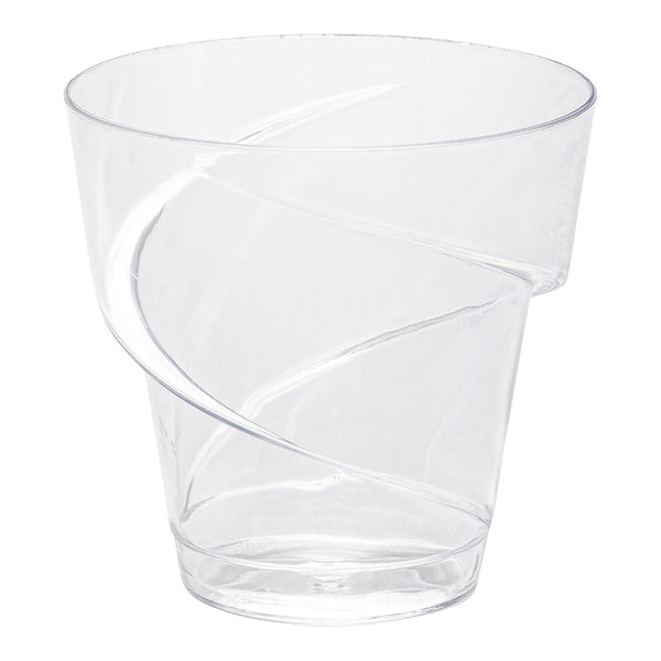 Restaurantware Mini Serve 5 Oz Round Clear Plastic Mini Flourish Cup - 2 3/4" X 2 3/4" X 2 3/4" - 100 Count Box