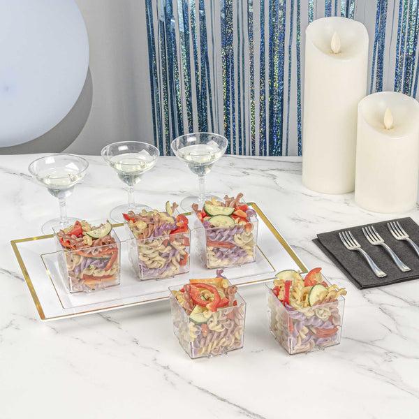 Restaurantware Mini Serve 5 Oz Square Clear Plastic Large Quadrato Cube - 2 1/4" X 2 1/4" X 2 1/4" - 100 Count Box