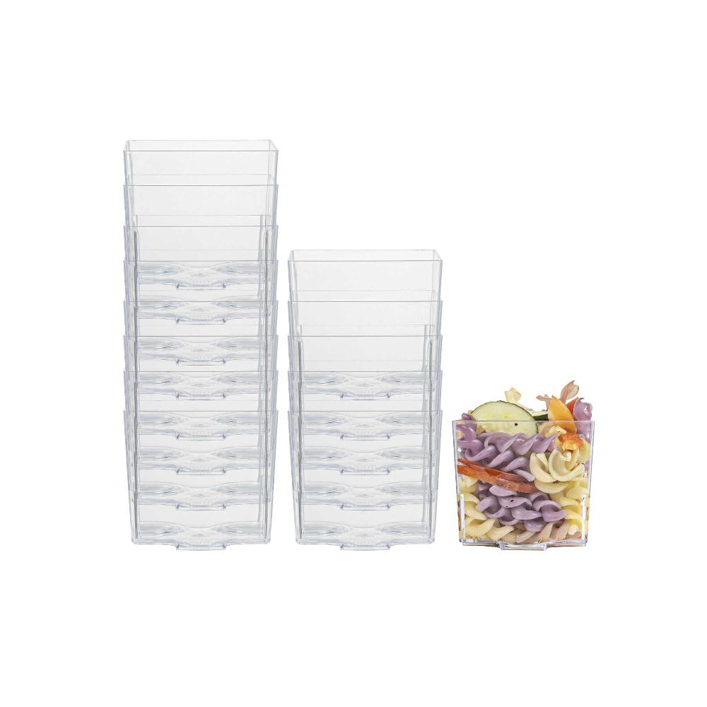 restaurantware Mini Serve 5 oz Square Clear Plastic Large Quadrato Cube - 2 1/4" x 2 1/4" x 2 1/4" - 100 count box