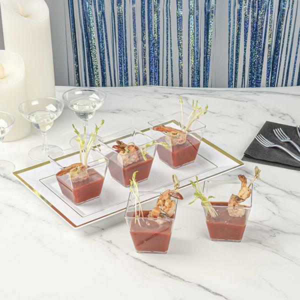 Restaurantware Mini Serve 5 Oz Square Clear Plastic Medium Kova Cup - 2 1/2" X 2 1/2" X 2 1/2" - 100 Count Box