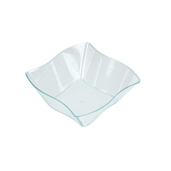 Restaurantware Mini Serve 6 Oz Square Seagreen Plastic Aqua Bowl - 3 1/4" X 3 1/4" X 1 1/2" - 100 Count Box