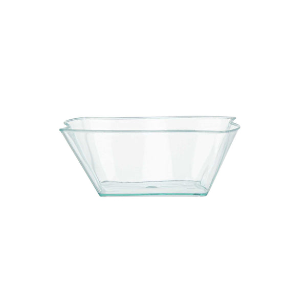 Restaurantware Mini Serve 6 Oz Square Seagreen Plastic Aqua Bowl - 3 1/4" X 3 1/4" X 1 1/2" - 100 Count Box
