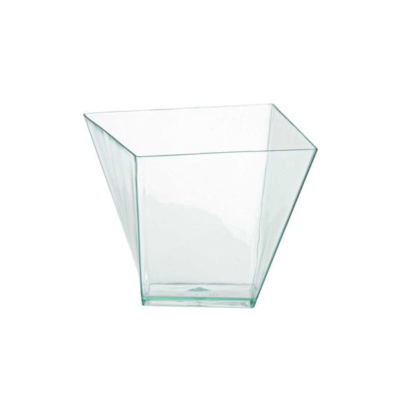 Restaurantware Mini Serve 6 Oz Square Seagreen Plastic Large Girata Dish - 3 1/4" X 2 3/4" X 3" - 100 Count Box