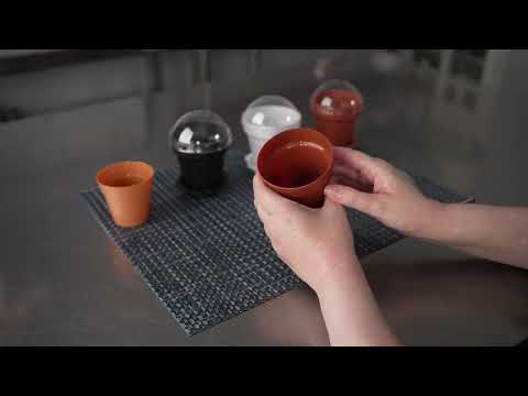 Restaurantware Mini Serve 6 Oz Terracotta Plastic Mini Flower Pot Cup - With Lid - 3" X 3" X 3" - 100 Count Box