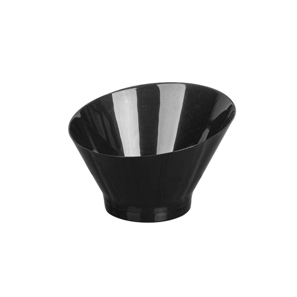 Restaurantware Mini Serve 7 Oz Round Black Plastic Incline Bowl - 4 1/4" X 4 1/4" X 2 3/4" - 100 Count Box