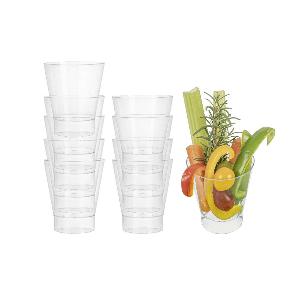 restaurantware Mini Serve 7 oz Round Clear Plastic Large Parfait Glass - 3" x 3" x 3 1/2" - 100 count box