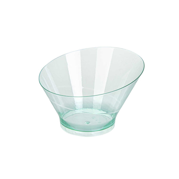 Restaurantware Mini Serve 7 Oz Round Seagreen Plastic Incline Bowl - 4 1/4" X 4 1/4" X 2 3/4" - 100 Count Box