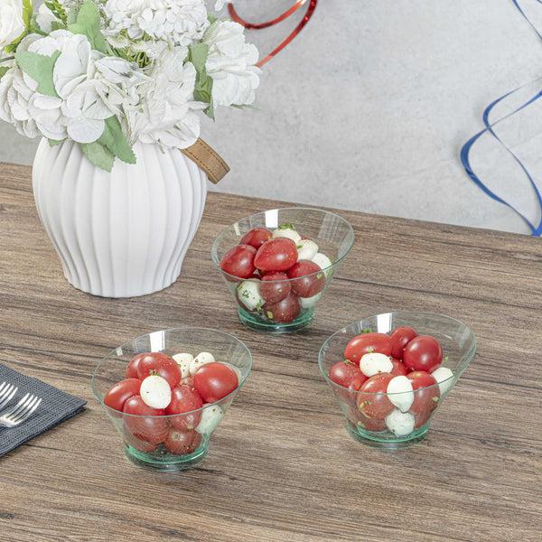 Restaurantware Mini Serve 7 Oz Round Seagreen Plastic Incline Bowl - 4 1/4" X 4 1/4" X 2 3/4" - 100 Count Box