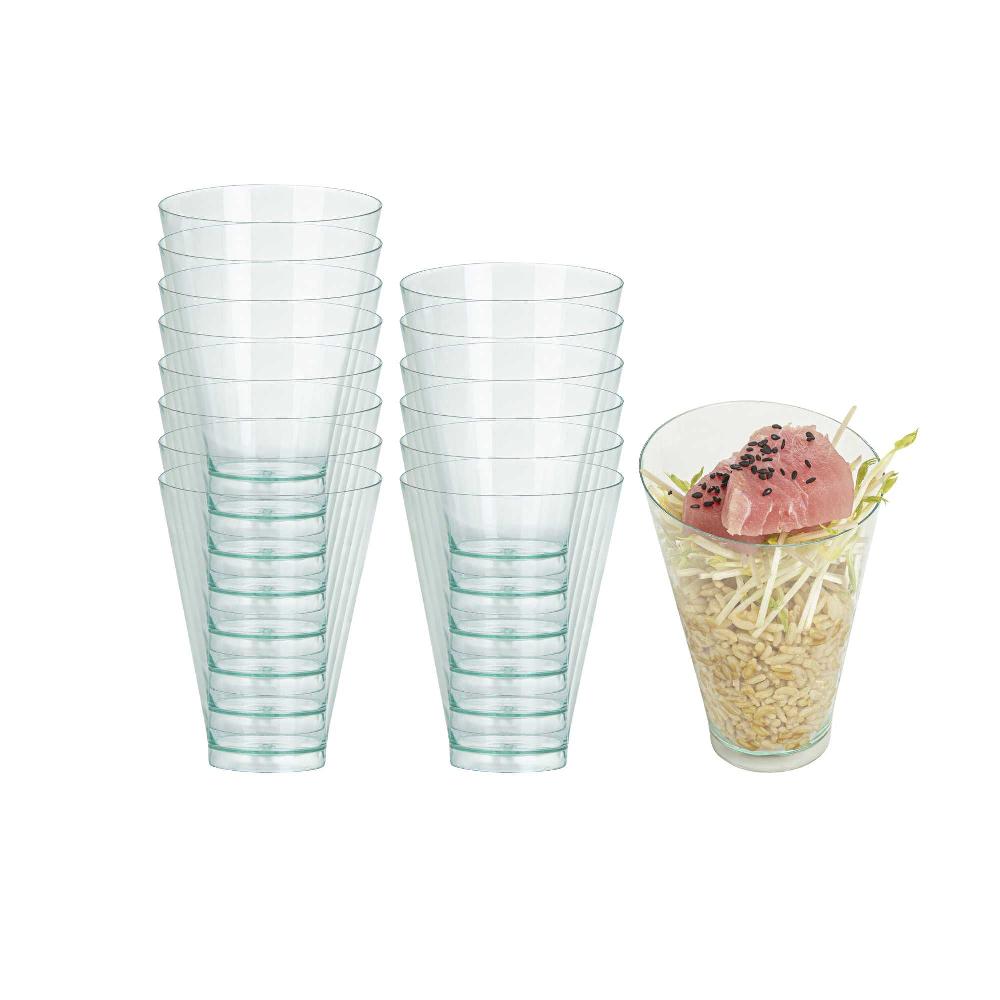 restaurantware Mini Serve 7 oz Round Seagreen Plastic Incline Glass - 3" x 3" x 4" - 100 count box