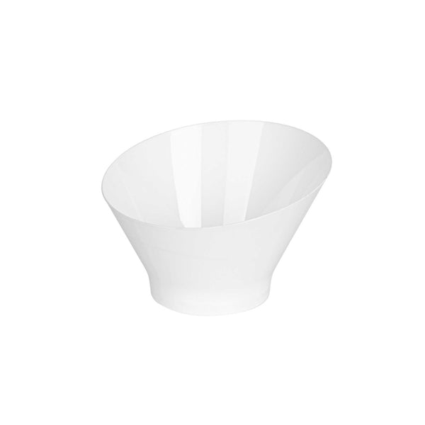 Restaurantware Mini Serve 7 Oz Round White Plastic Incline Bowl - 4 1/4" X 4 1/4" X 2 3/4" - 100 Count Box