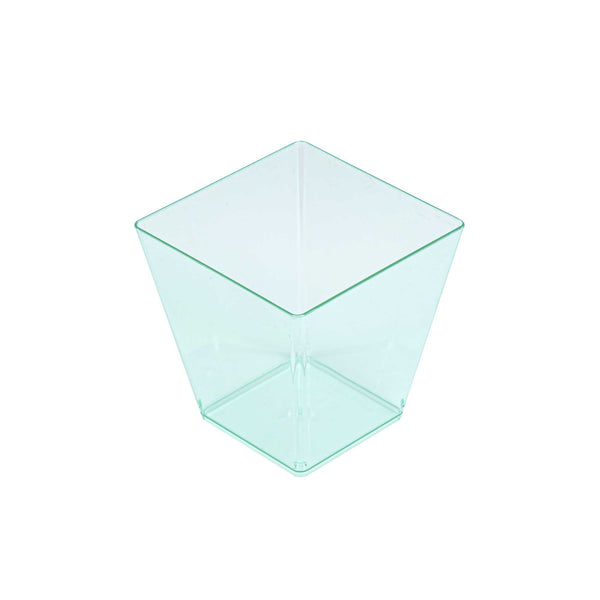 Restaurantware Mini Serve 8 Oz Square Seagreen Plastic Large Kova Cup - 2 3/4" X 2 3/4" X 2 3/4" - 100 Count Box