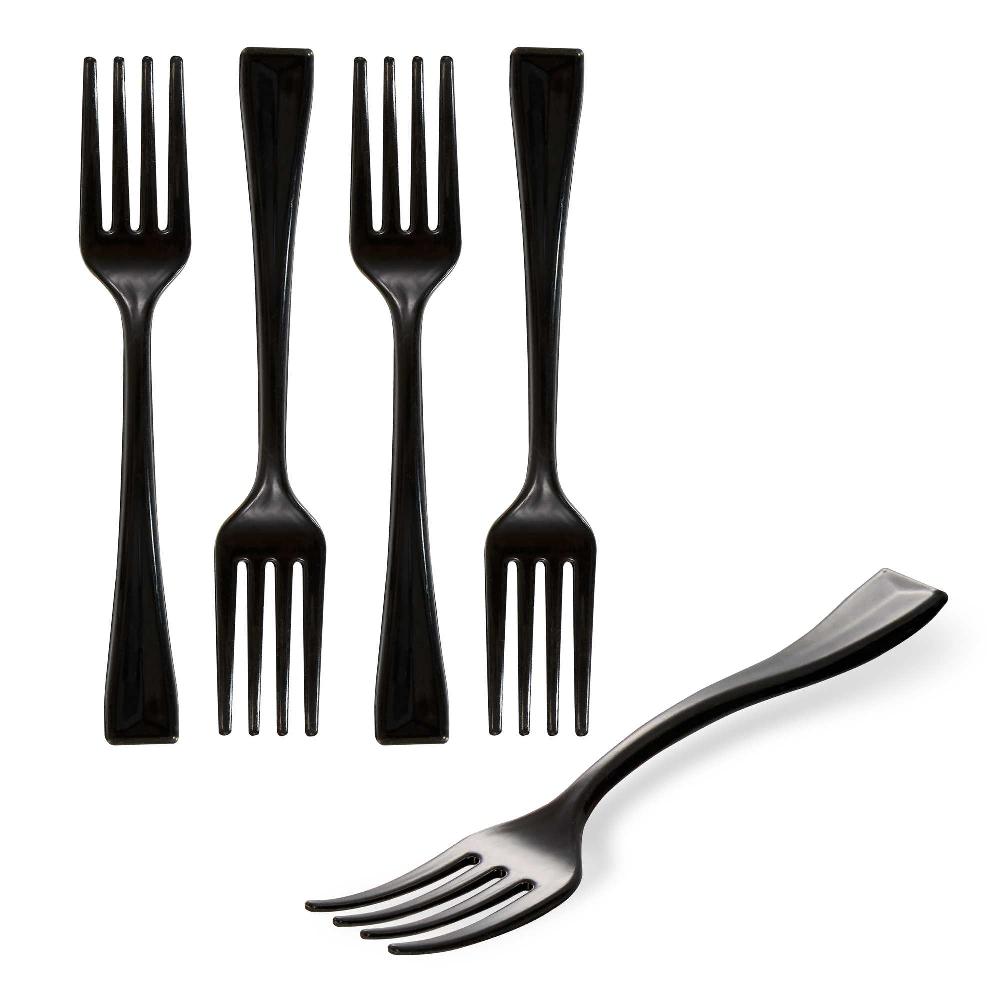 restaurantware Mini Serve Black Plastic Mini Fork - 4" - 500 count box