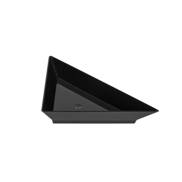 Restaurantware Mini Serve Black Plastic Mini Triangolo Appetizer Plate - 4" X 2" - 100 Count Box