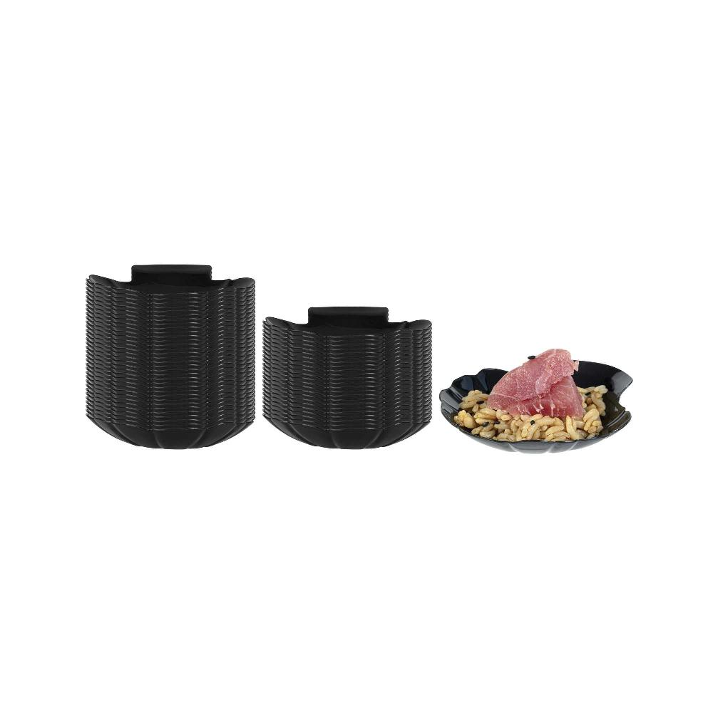 restaurantware Mini Serve Black Plastic Shell Plate - 3 1/4" x 3 1/4" x 1/2" - 100 count box