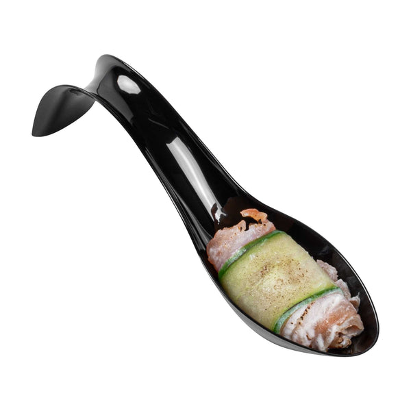 Restaurantware Mini Serve Black Plastic Stiletto Spoon - 5" X 1/2" X 1 1/4" - 100 Count Box