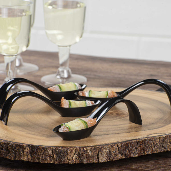 Restaurantware Mini Serve Black Plastic Stiletto Spoon - 5" X 1/2" X 1 1/4" - 100 Count Box