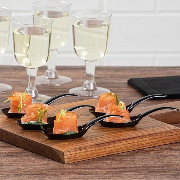 Restaurantware Mini Serve Black Plastic Wave Spoon - 5" X 1 1/2" - 100 Count Box