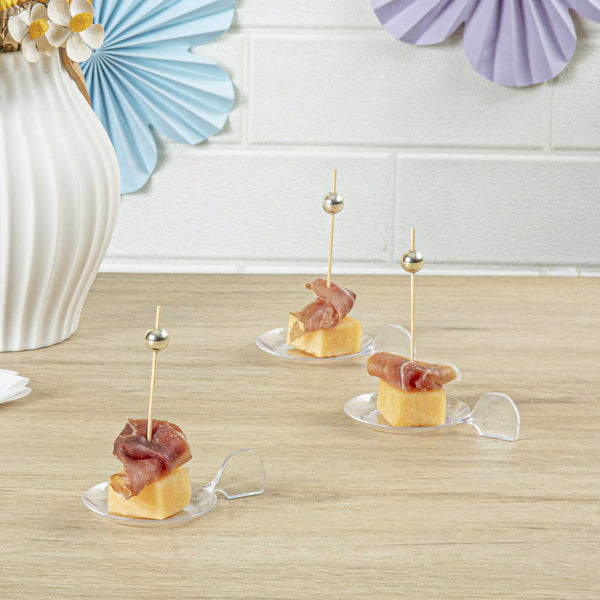 Restaurantware Mini Serve Fish Clear Plastic Tasting Plate - 3 3/4" X 2 1/2" X 1" - 100 Count Box