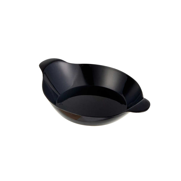 Restaurantware Mini Serve Oval Black Plastic Mini Handled Plate - 3 3/4" X 2 1/2" - 100 Count Box