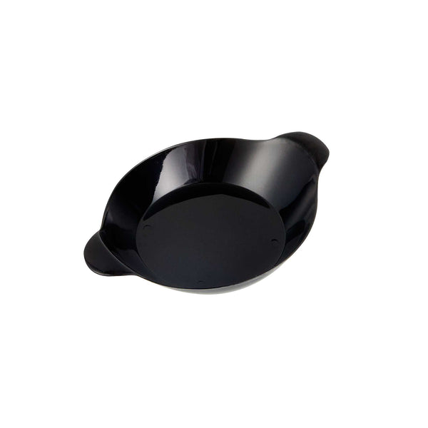 Restaurantware Mini Serve Oval Black Plastic Mini Handled Plate - 3 3/4" X 2 1/2" - 100 Count Box