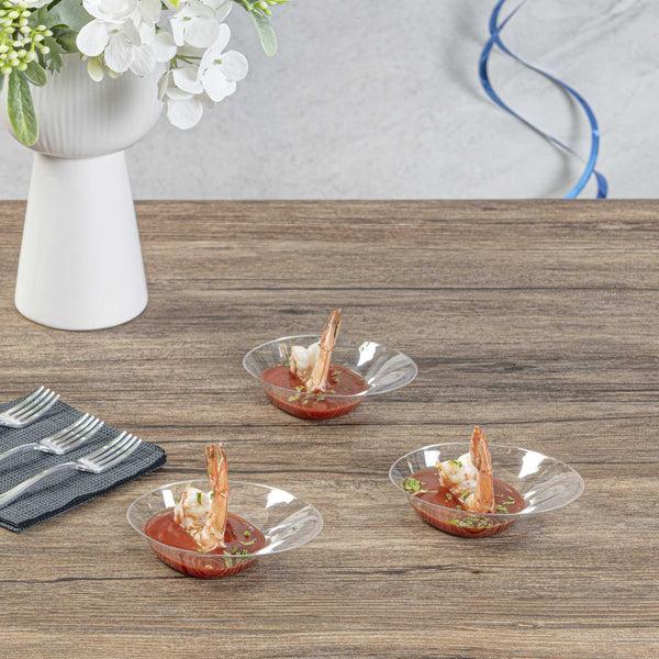 Restaurantware Mini Serve Oval Clear Plastic Ellipse Dish - 4" X 3" X 1 1/4" - 100 Count Box