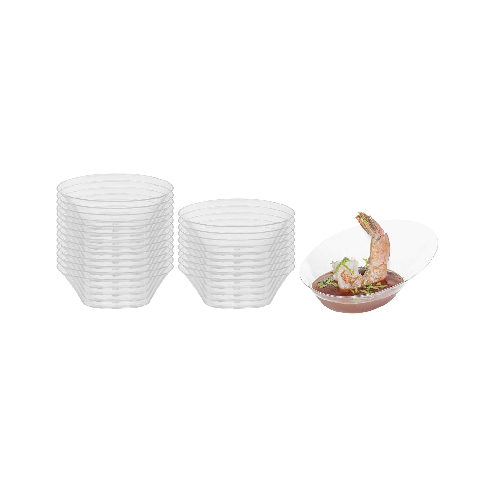restaurantware Mini Serve Oval Clear Plastic Ellipse Dish - 4" x 3" x 1 1/4" - 100 count box