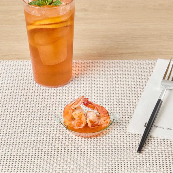 Restaurantware Mini Serve Oval Seagreen Plastic Mini Handled Plate - 3 3/4" X 2 1/2" - 100 Count Box