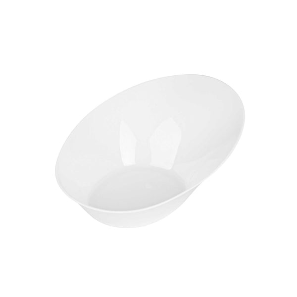 Restaurantware Mini Serve Oval White Plastic Ellipse Dish - 4" X 3" X 1 1/4" - 100 Count Box